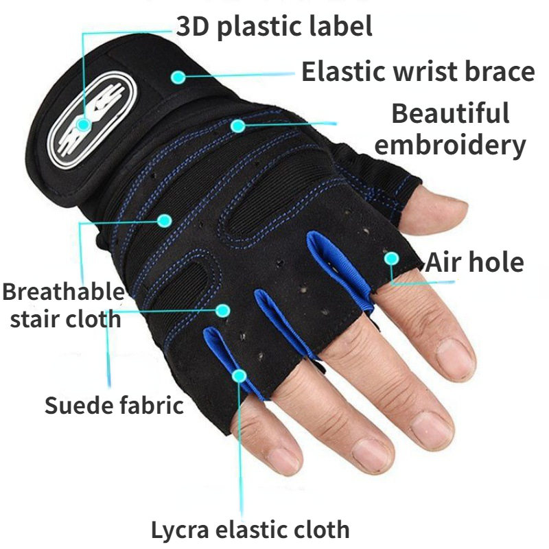 Fitness Handschoenen met halve vingers Heren Dames Beschermend Antislip Polsbeschermer Barbell Fietsuitrusting Trainingshandschoenen Sportoefening