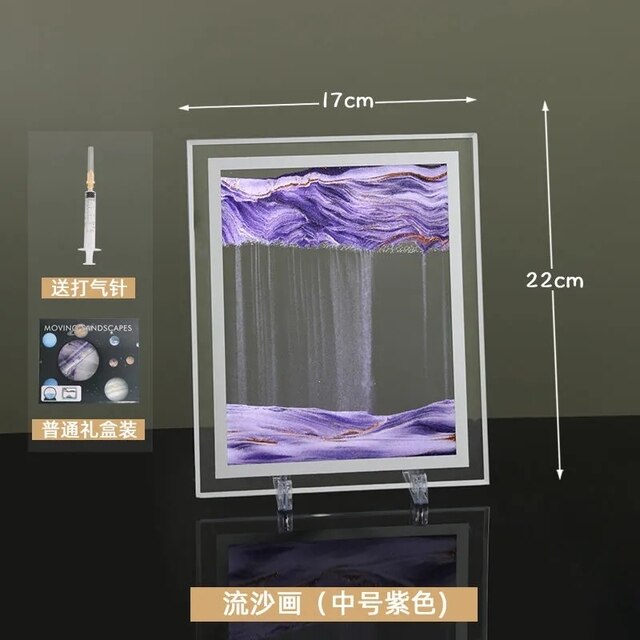 Peinture de sable mouvant en verre avancé, ornements de sablier, décorations de bureau artistiques liquides, , décoration de mariage: Purple 7 inches