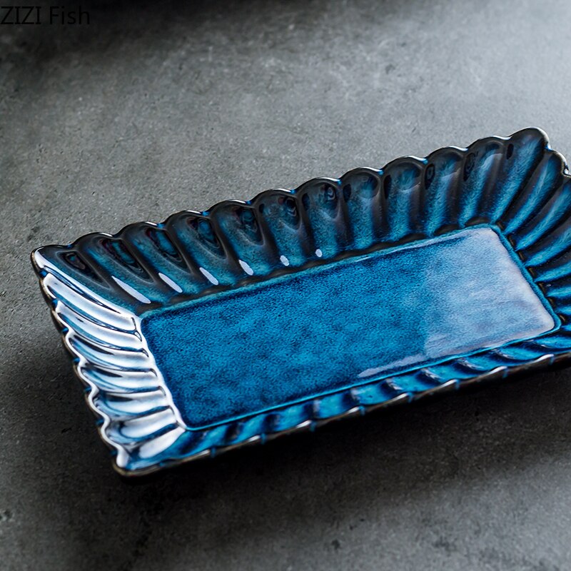 Japanese-style Rectangle Ceramic Dishes Plates Western Style Steak Plate Fruit Salad Dessert Plate Decorative Tableware