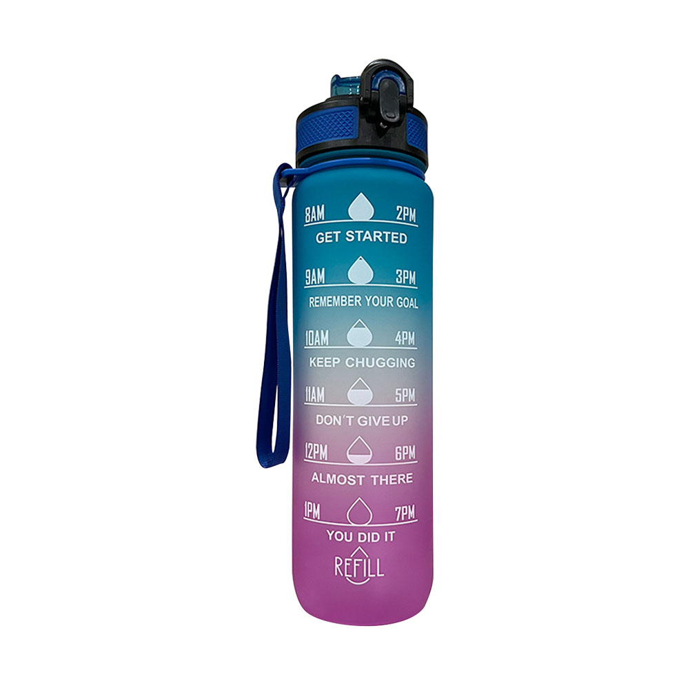 1L Große Kapazität Wasser Flasche Stroh Tasse Kunststoff Wasser Tasse Zeit Skala Matt Outdoor Sport Student Paar Tasse Wasser Flaschen: 03
