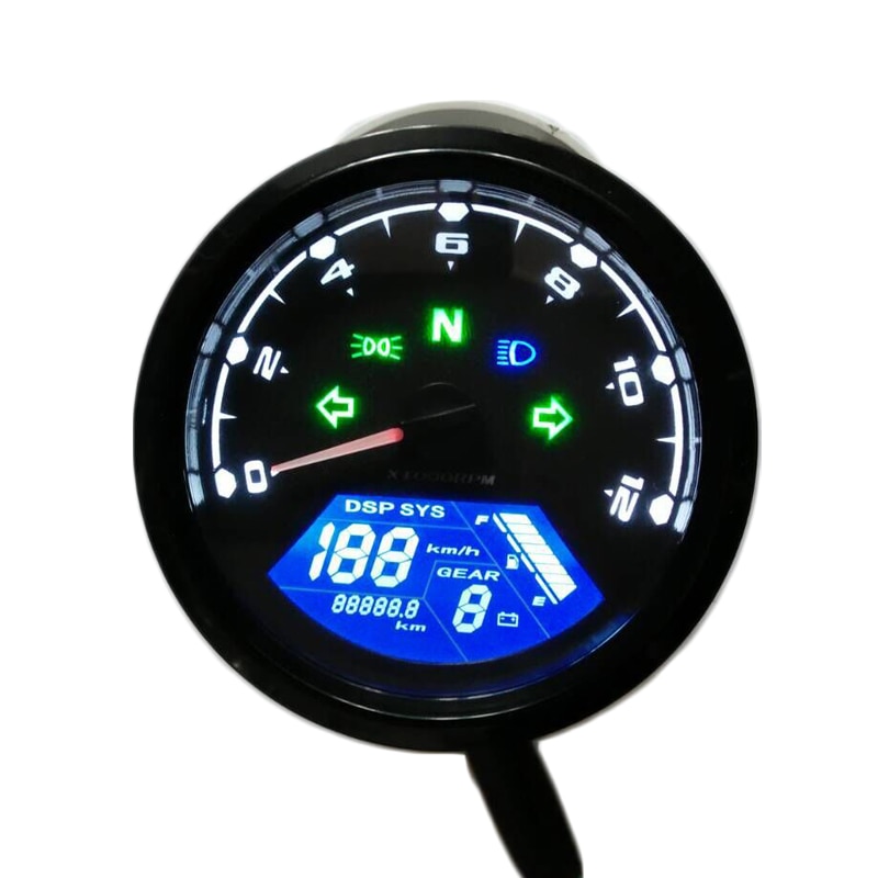 Universal Digital Motorcycle Dual Speed LCD Screen Speedometer Odometer Techometer Gauge