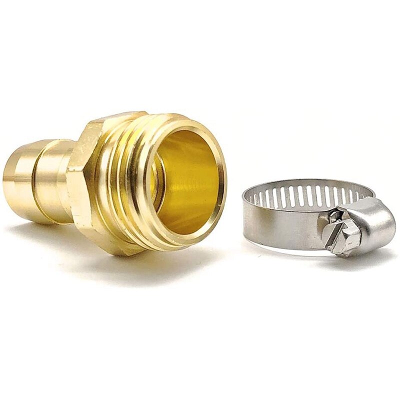 4 Sets Brass 3/4 inch Garden Hose Mender End Repair Male Female Connectors with Clamp