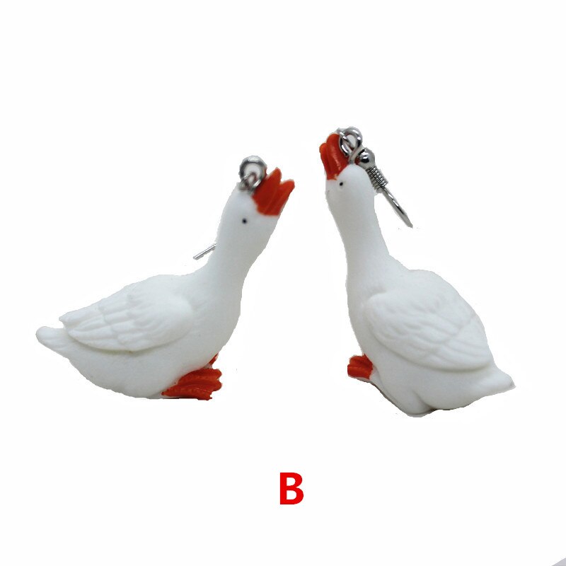 Sjove and øreringe søde hvide gås smykker ornamenter #39 personlighed: B
