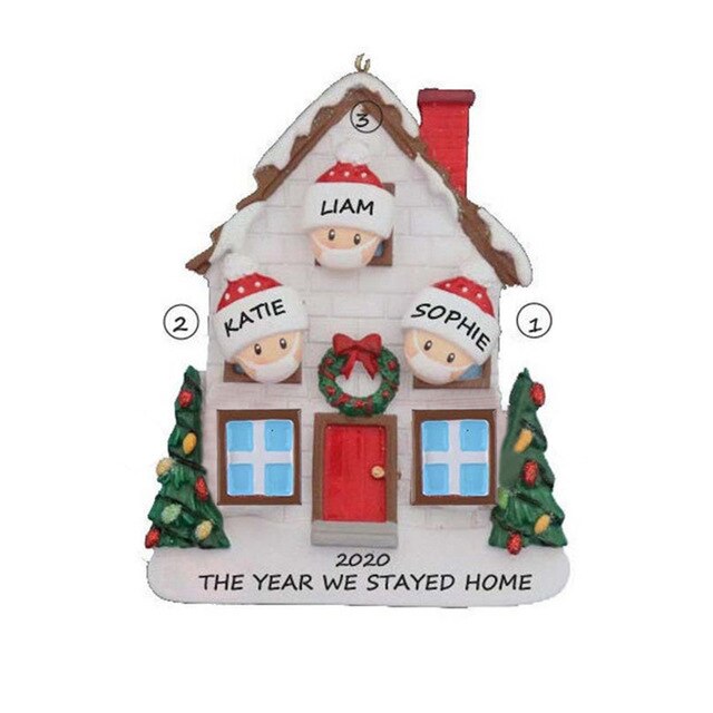 DIY name Christmas Ornament Christmas Snow Family Santa Home Party: Family of 3