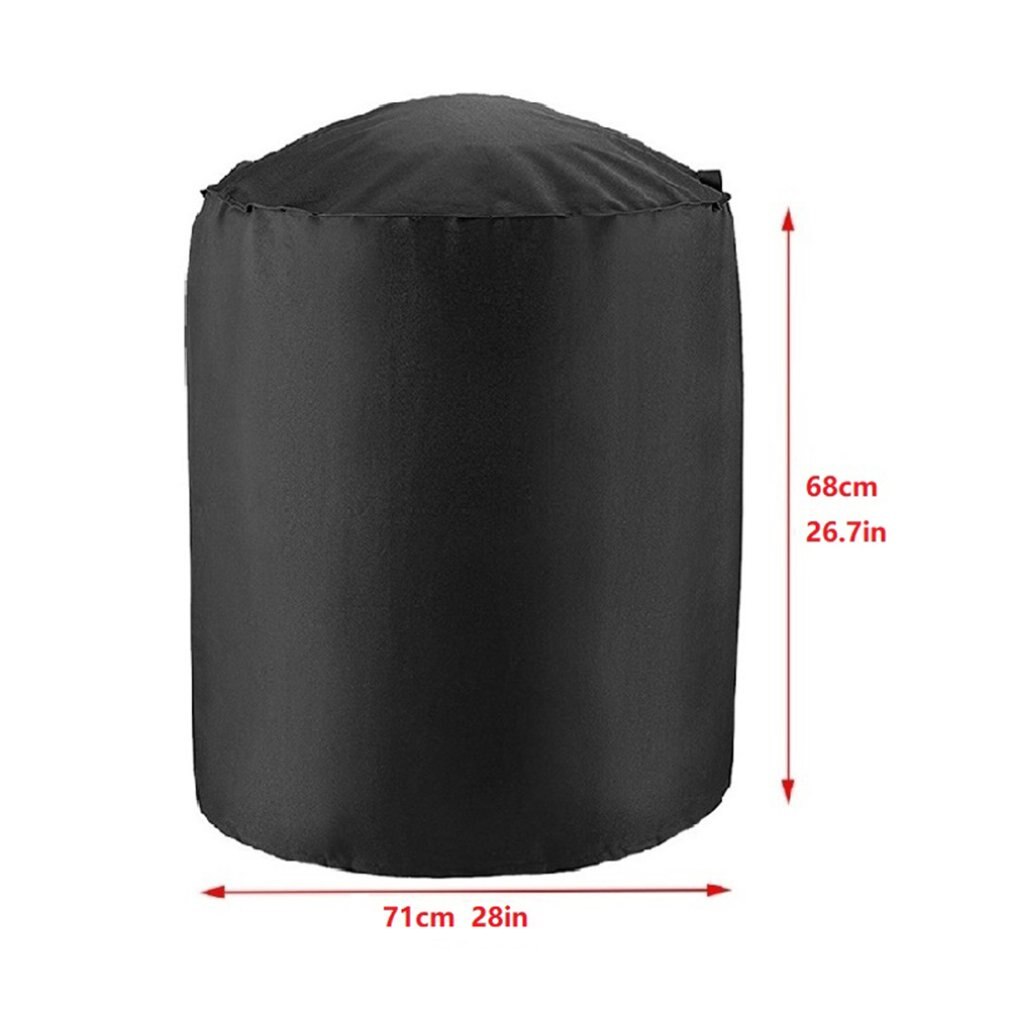 Black Round Cover For Barbecue Grill Fire Pit Waterproof Dustproof Cover For Garden Terrace Practical BBQ Grill Cover Home Tools: 71x68cm