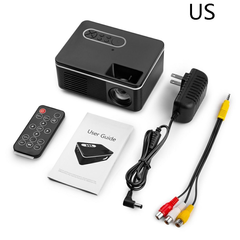 Hd Led Portable Mini projecteur vidéo pour Home cinéma jeu film cinéma projecteur 1080P projecteur Au Plug: US BLACK
