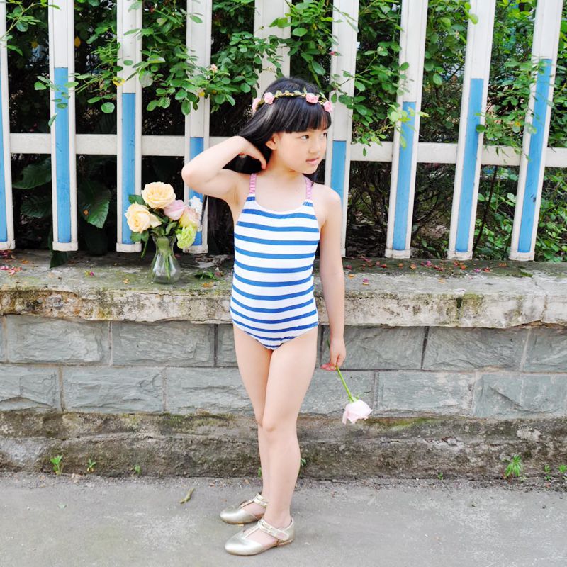 Piger badetøj søde børn badedragt med svømning cap svømning beskyttelsesbriller baby pige badedragt en stykker svømmetøj til børn: Kun badedragt / Asiatiske 6-7y