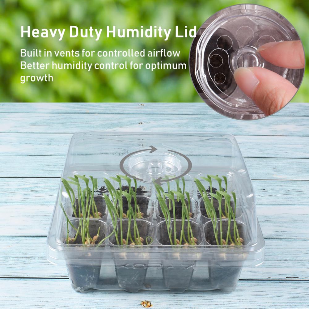 10 sæt 12 celler plante frø bakke vokse boks gennemsigtig planteskole potte frøplante starter kit spire boks til haven