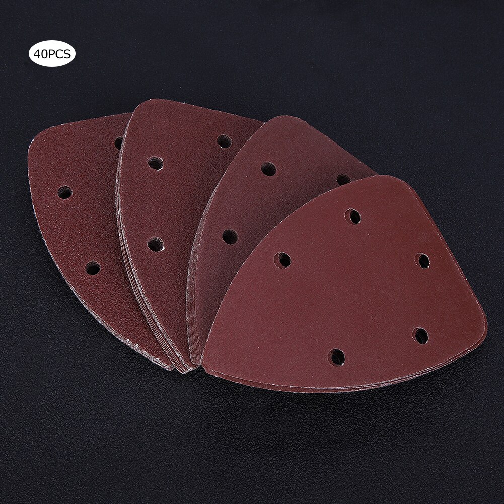 Lixa triangular do rato de 40 partes de 5 furos conjunto detalhe lixadeira lixa lixa polimento ferramenta 140x90mm para o metal