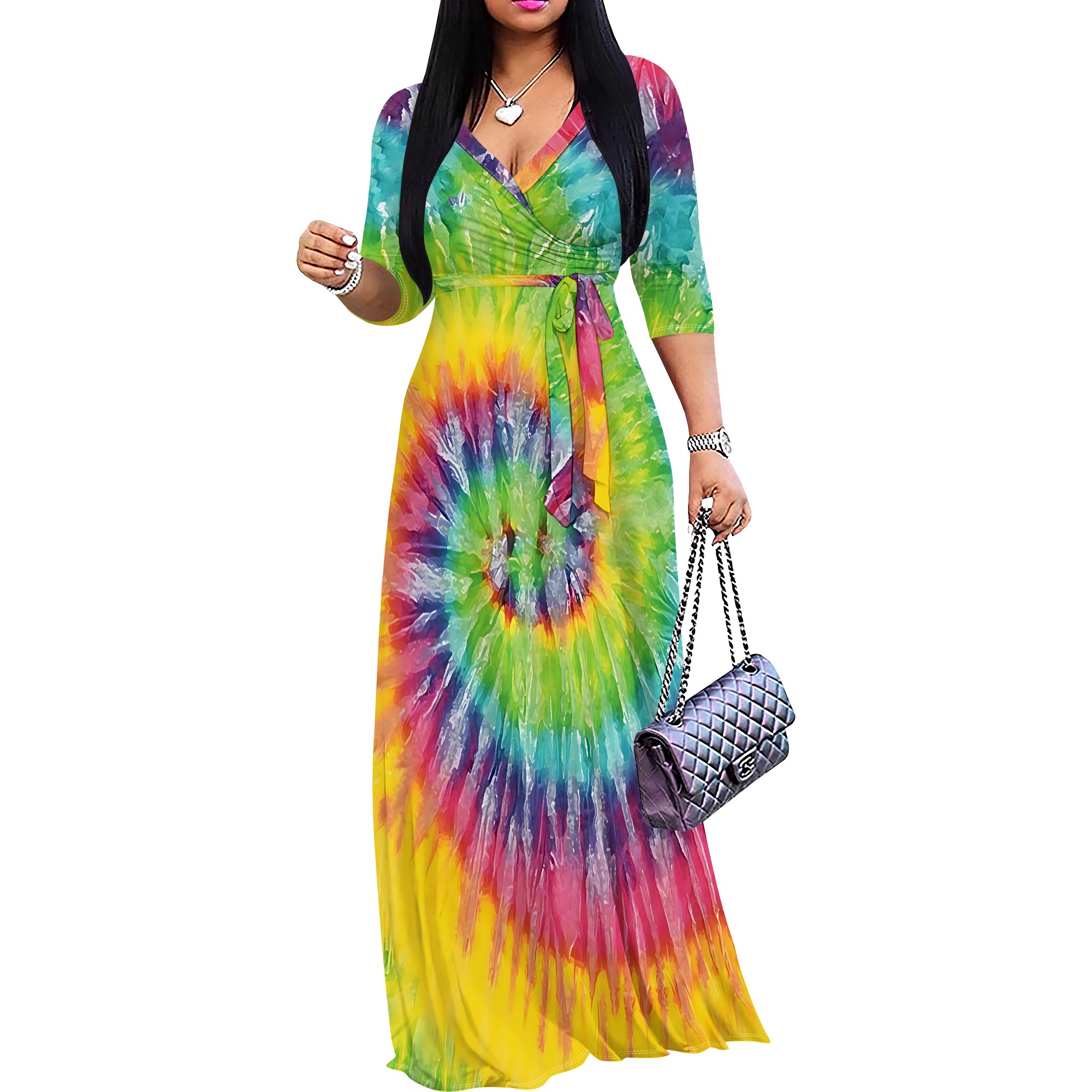 Summer Printed Short Sleeve Maxi Dress for Women Short Sleeve Long Dress Cocktail Party Loose Casual Dresses: M / Dark Grey