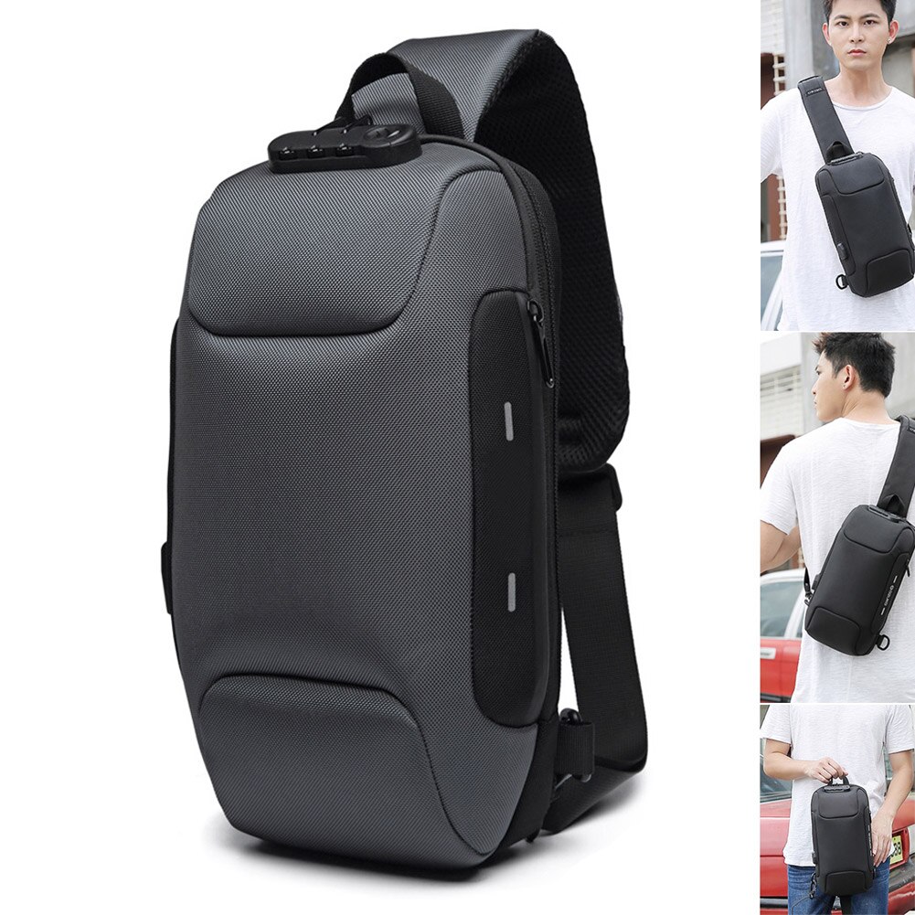 Anti Theft Sling Bag Shoulder Crossbody Waterproof Chest Bag with USB Charging Port Lightweight