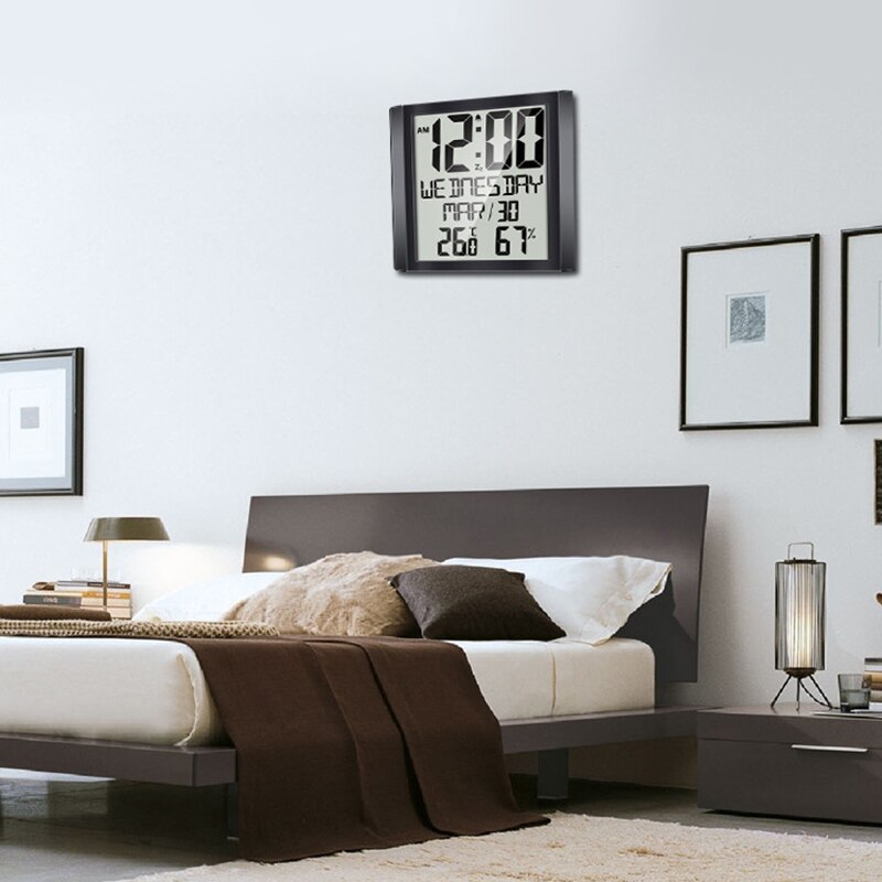 Large Sn Wall Clock Home Temperature and Humidity Meter Alarm Clock Living Room Digital Electronic Clock