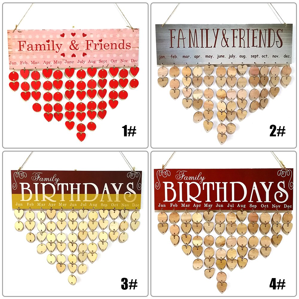DIY Wood Family Friends Birthday Reminder Special Dates Planner Board Wooden Calendar Home Hanging Decor