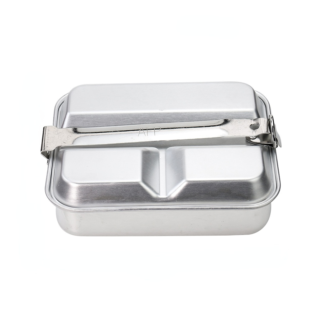 Outdoor Vierkante Aluminium Lunchbox Reizen Camping Barbecue Voedsel Serveren Student Kantine Gestoomde Lunchbox Draagbare