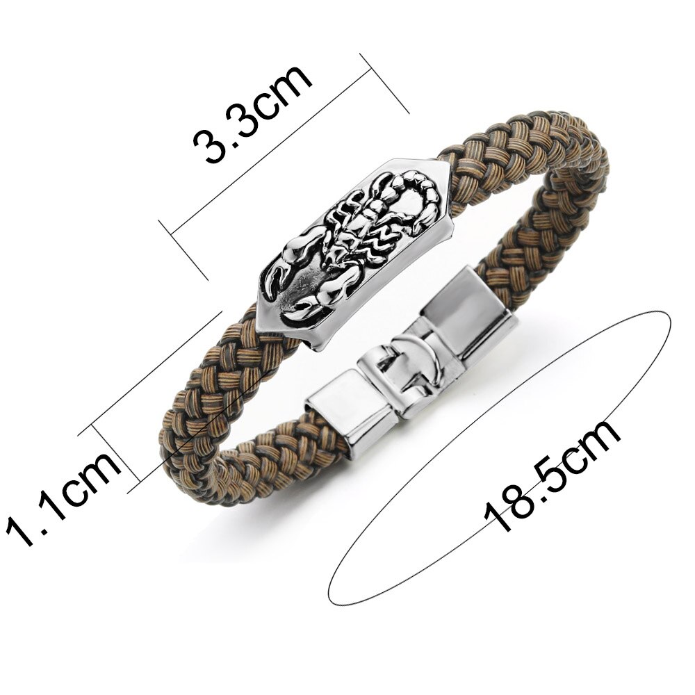 Vintage-skorpion-armband, trendiger herrenschmuck, pu-leder-charm-armband, pulsera hombre, punk-armbänder & armreifen  s414