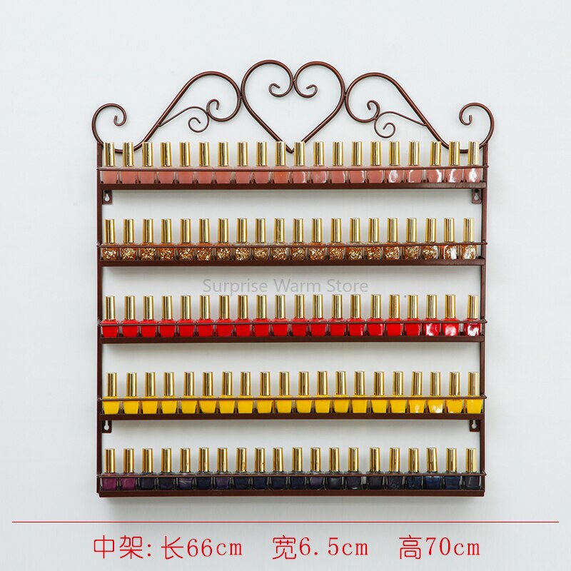 Multi-Lagen Opslag Muur Manicure Cosmetica Display Stand Moderne Metalen Nagellak Organizer Opslag Rack Plank Voor Muur: brown middle rack