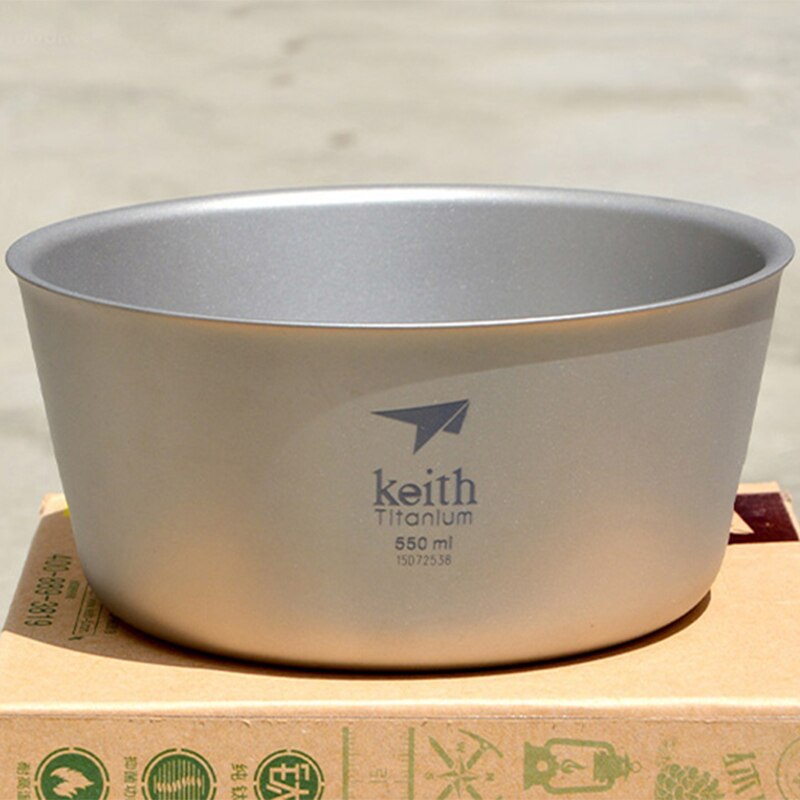 Cuenco portátil de titanio para viajes al aire libre, tazón de una sola capa para acampar, senderismo, Picnic, vajilla, fiambrera, ensaladera, Ti5321, 550ml