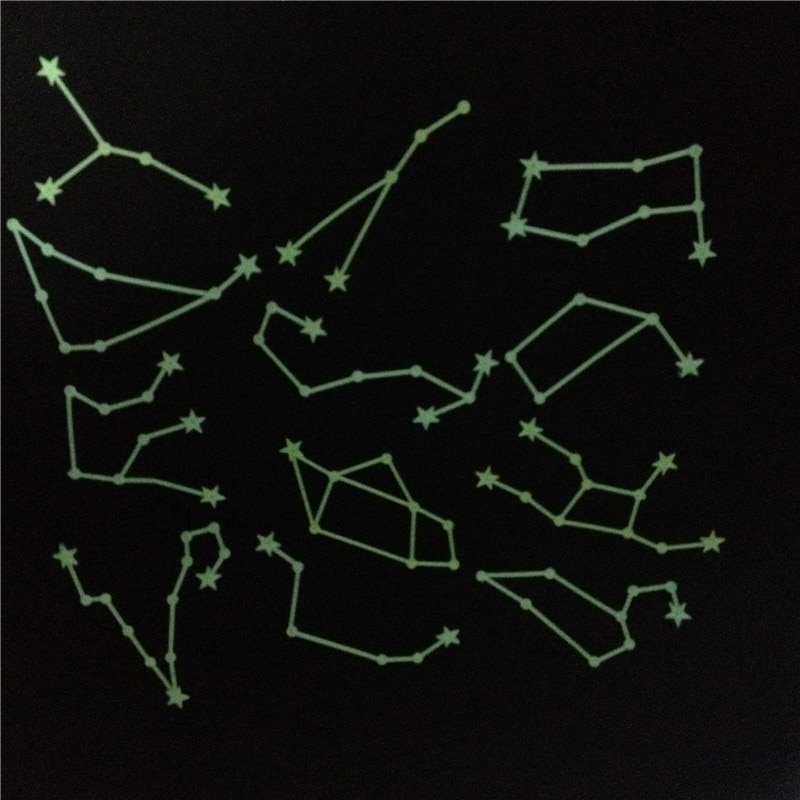 12 Constellations Glow In The Dark Wall Stickers Luminous Home Decor Decal Baby Kids Room Fluorescent Stickers