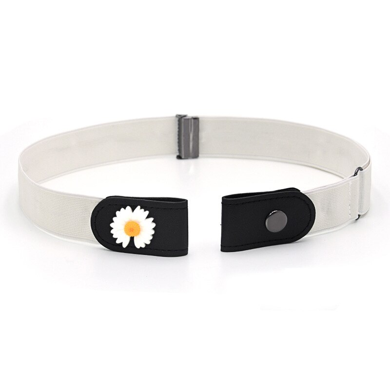 Let bælte uden spænde blomsterbælter til kvinder jeans stretch riem extensible piger usynlig easybelt cinturon: Hvidt bælte