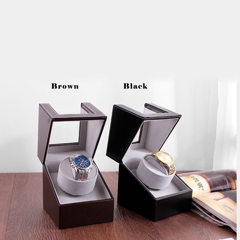 Uthai  u01 brun mekanisk ur optræksboks motor shaker ur opruller holder display smykker opbevaring organizer