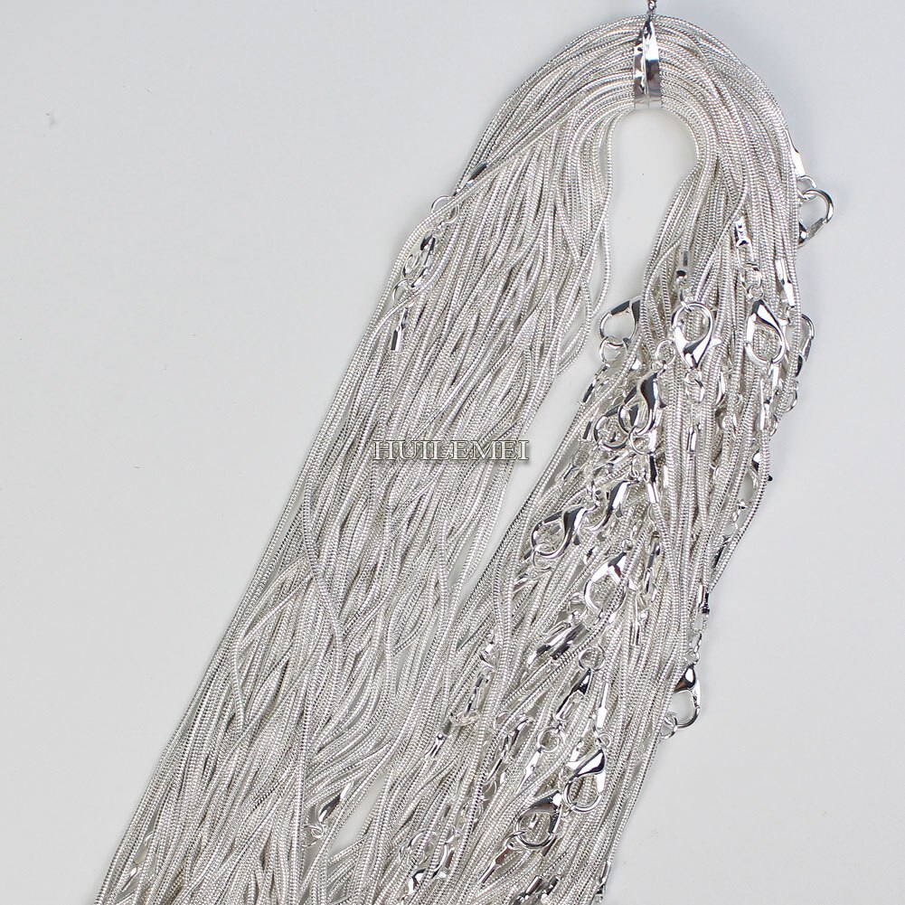 10 unids/lote Chapado en plata 1,2mm cadena víbora Collar para las mujeres 16 "18" 20 "24" joyería de collar cadenas