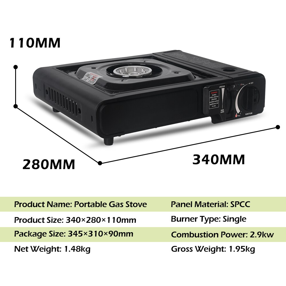 ITOP extérieur Portable Cassette cuisinière à gaz pique-nique Camping cuisinière batterie de cuisine gril cuisinière à gaz cuisinière équipement de cuisine noir IT-CLB