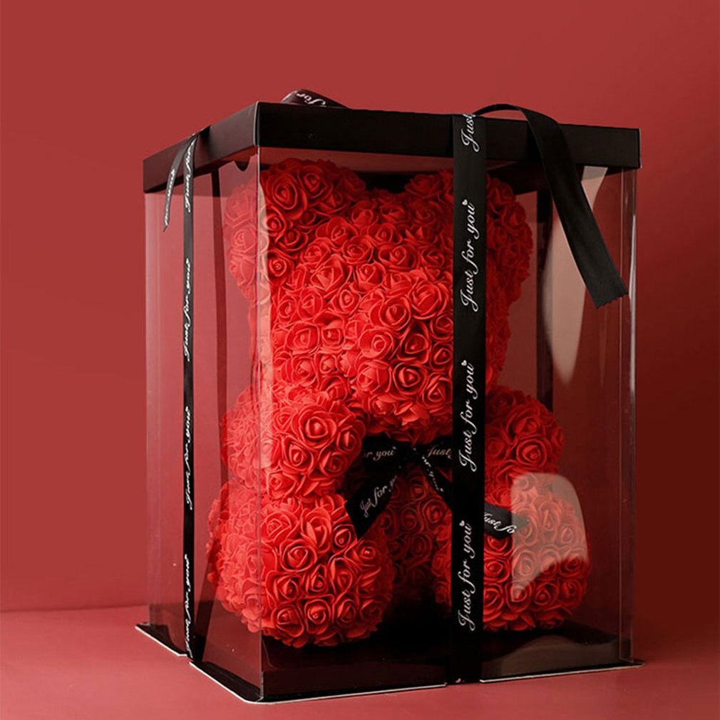 Transparant Lege Geschenkdoos Voor Kunstmatige Teddybeer Rose Bloem Box Vrouwen Pluche Beer Konijn