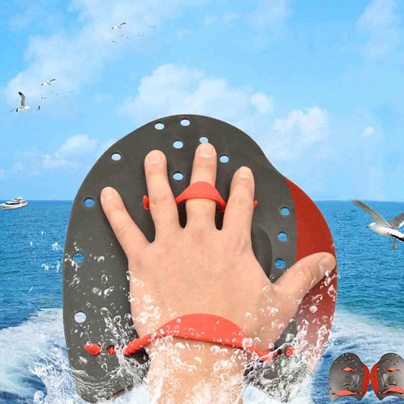 Swim Paddles - Silicone - Adjustable Hand Webbed Gloves for Stroke Correction Practice