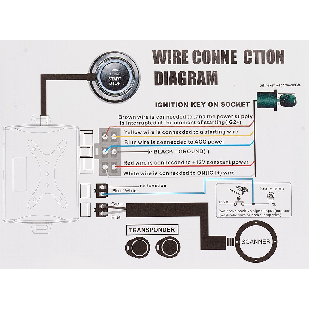 Keyless Entry Start Stop Ignition Starter System, Car Engine Push Start Button with RFID Induction Car Alarm