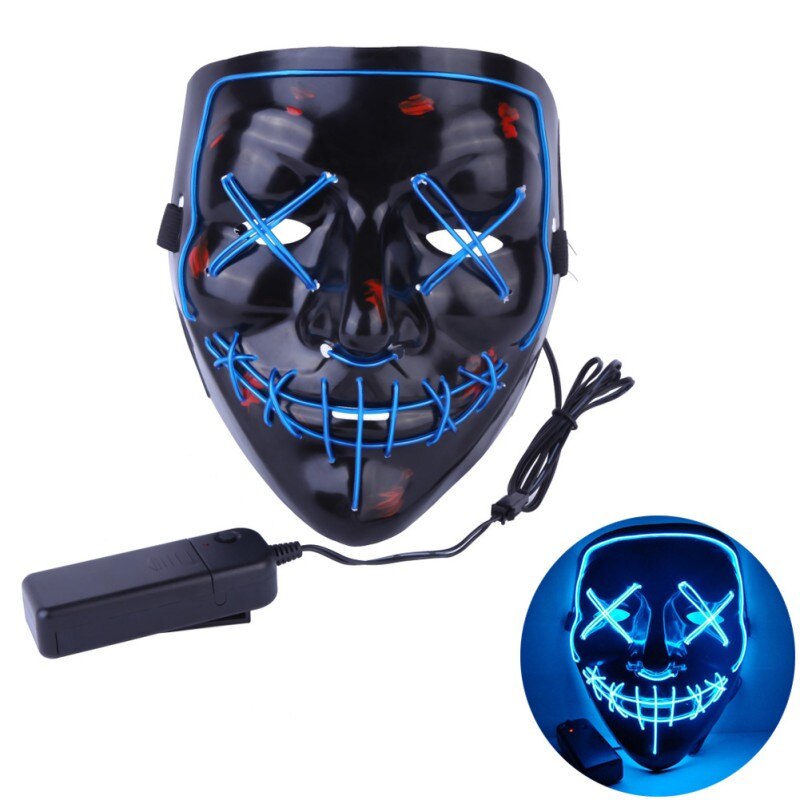 Halloween Masque LED fête Masque mascarade néon Masque lumière lueur dans le noir Mascara horreur Maska Masque lumineux #