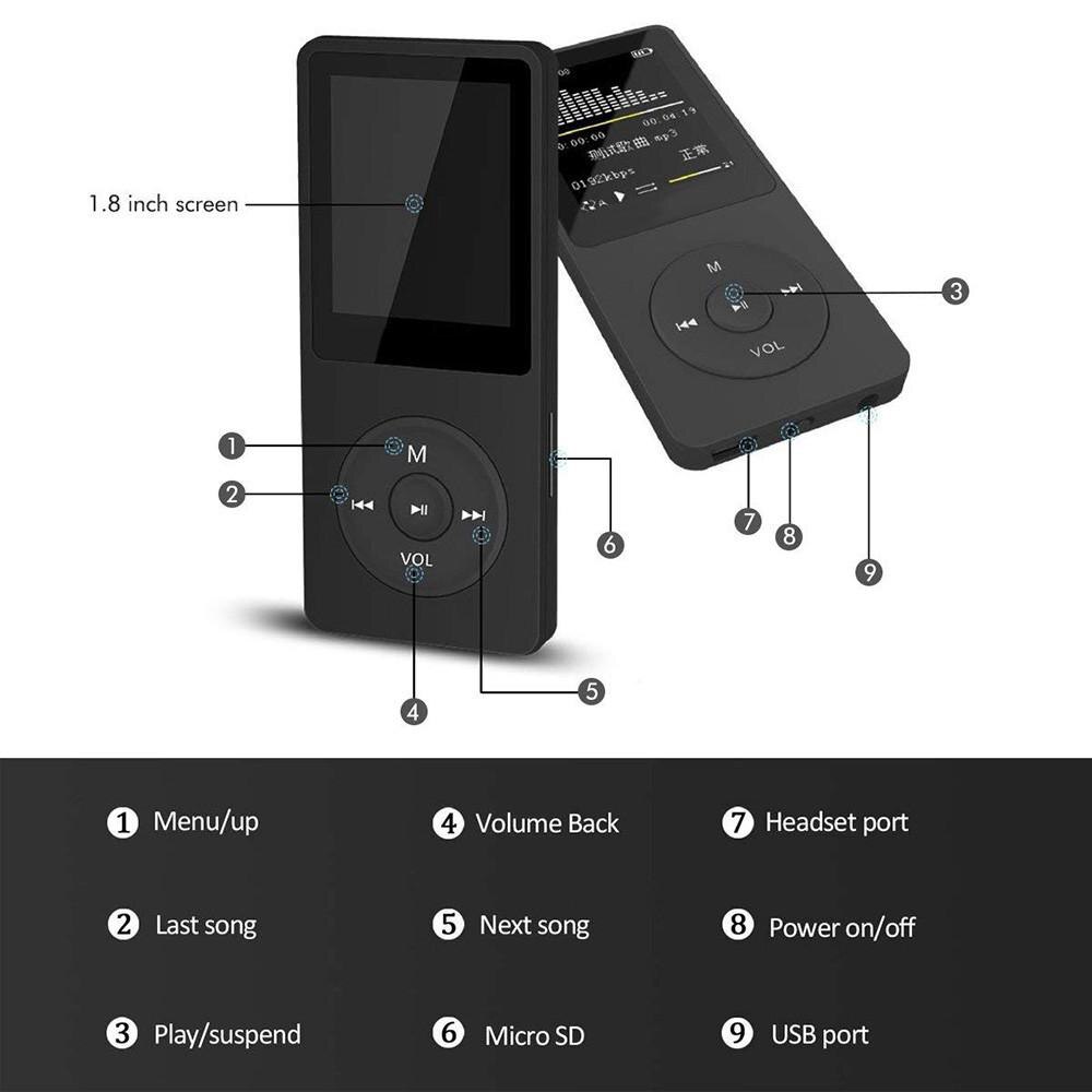 MP4 player with lecteur mp3 mp4 music player portable mp 4 media slim1.8 inch touch keys fm radio video 32G