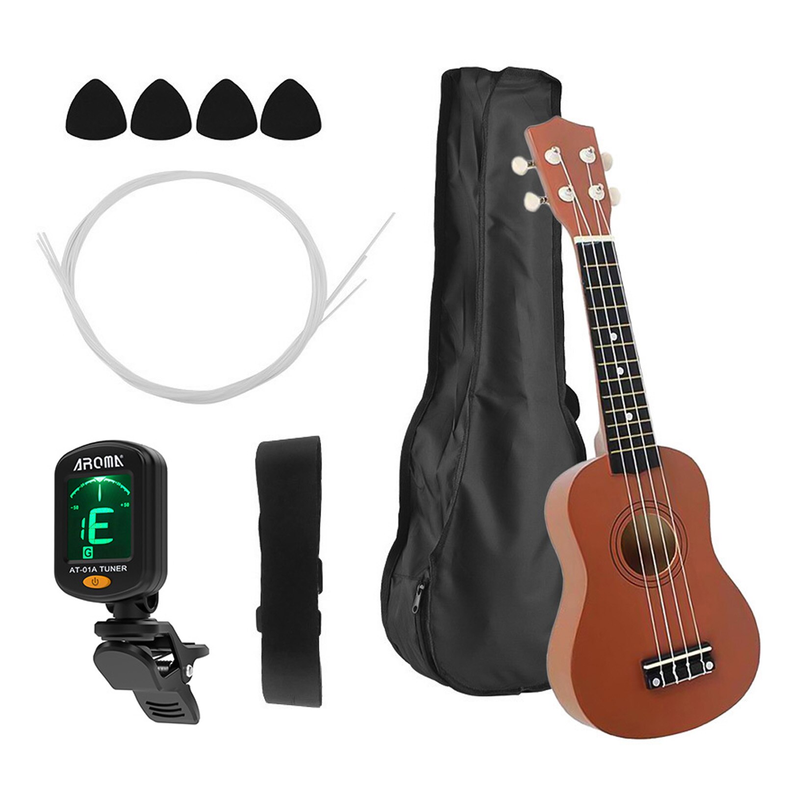 21 inch Ukelele Ukulele Combo Mahogany Soprano Gecko Uke 4 string Hawaiian Mini Guitarra with Stringed Musical Instrument Kits: Type1 coffee
