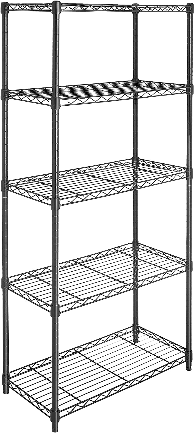 5-Shelf Shelving Unit on 4'' Casters, Black