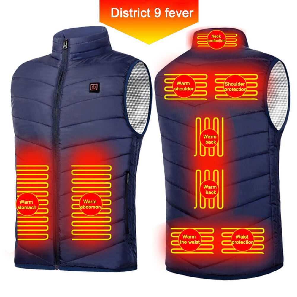 Smart Heated Jacket Men Intelligent USB Charging Electric Waistcoat Zipper Heating Thermal Vest Winter Warm Clothes