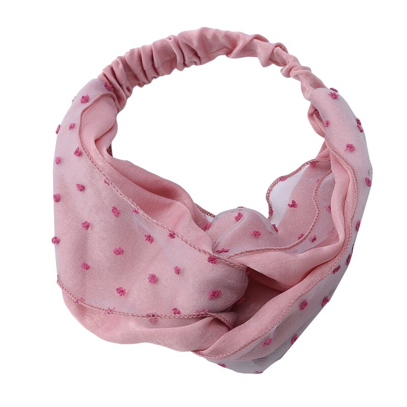 Dubbele Mesh Gaas Haarband Voor Meisjes Vrouwen Yoga Haarband Stippen Afdrukken Mesh Knoop Sport Hoofdband Vrouwen Sport Haarband