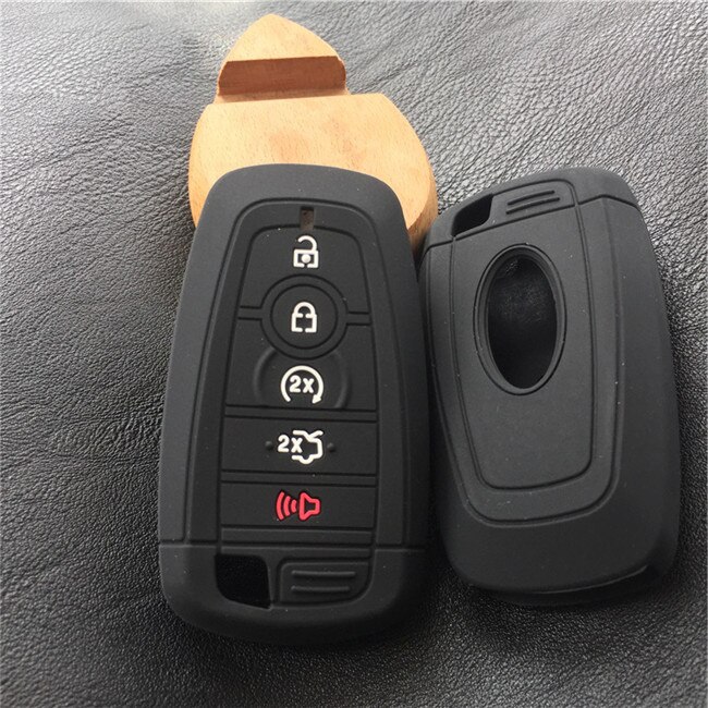 Silicone Car Key Case Cover for Ford Fusion Mustang Explorer F150 F250 F350 EcoSport Edge S-MAX Ranger Lincoln Mondeo: black