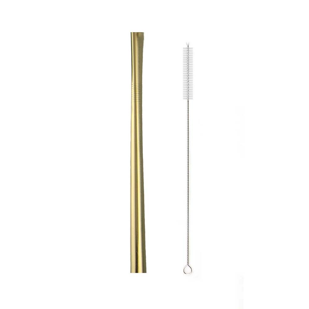 JANKNG 12mm Extra Wide Straws 10 Colors Bubble Tea Reusable Straws 304 Stainless Steel Milkshake Drinking Pink Green Straw Set: Straight Gold