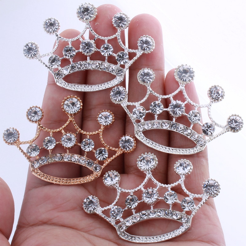 10 st 5.7cm krona strass knappar för heminredning legering metall kristall knapp för tyg bröllop