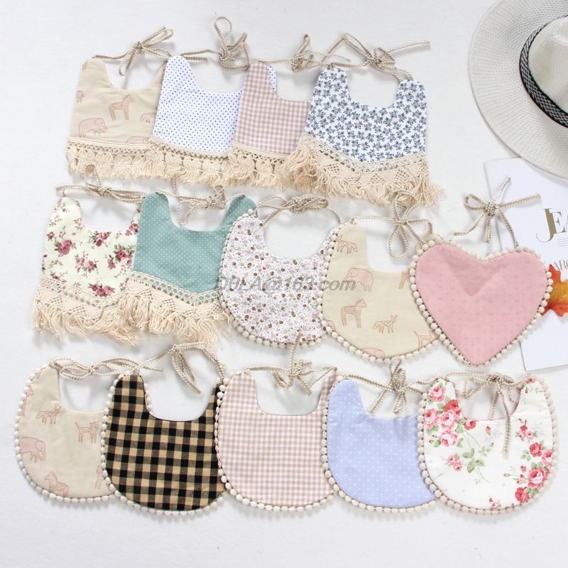 Baby Boy Girl Newborn Bibs Waterproof Tassel Saliva Towel Burp Cloth Floral Double-Sided Print Feeding Boys Girls Bandana