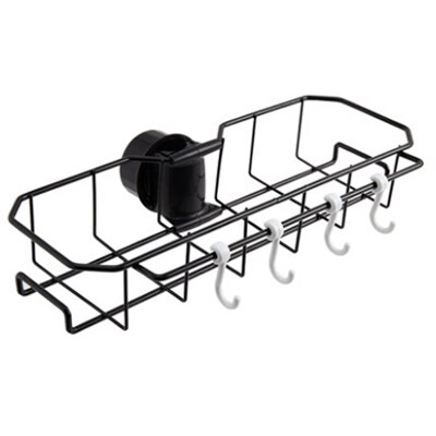 Porte-éponge antirouille pour salle de bain, robinet de cuisine, support d&#39;évier, boules de bain, support sec, accessoires de salle de bains et de cuisine: Black