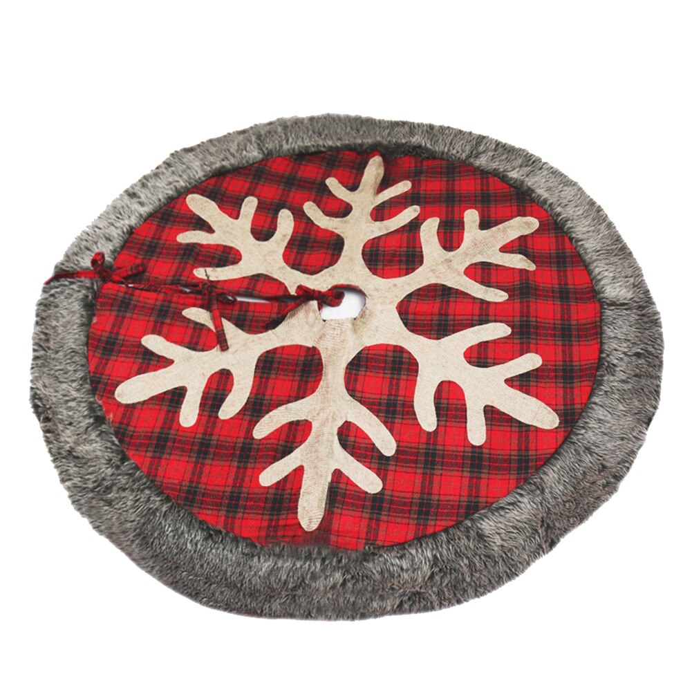 120/122cm juletræ nederdel snefnug plaid mønster træ forklæde rundt tæppe xmas gulv matornaments base hjem fest dekoration