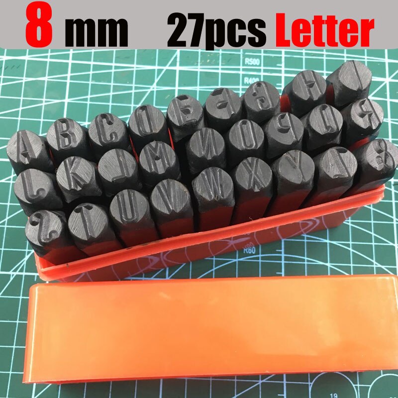 Outil d'estampage en métal en acier noir numéro arabe outil de poinçon de presse lettres anglaises estampes sculptées LOGO en cuir joints en métal fournitures: 8mm Letter