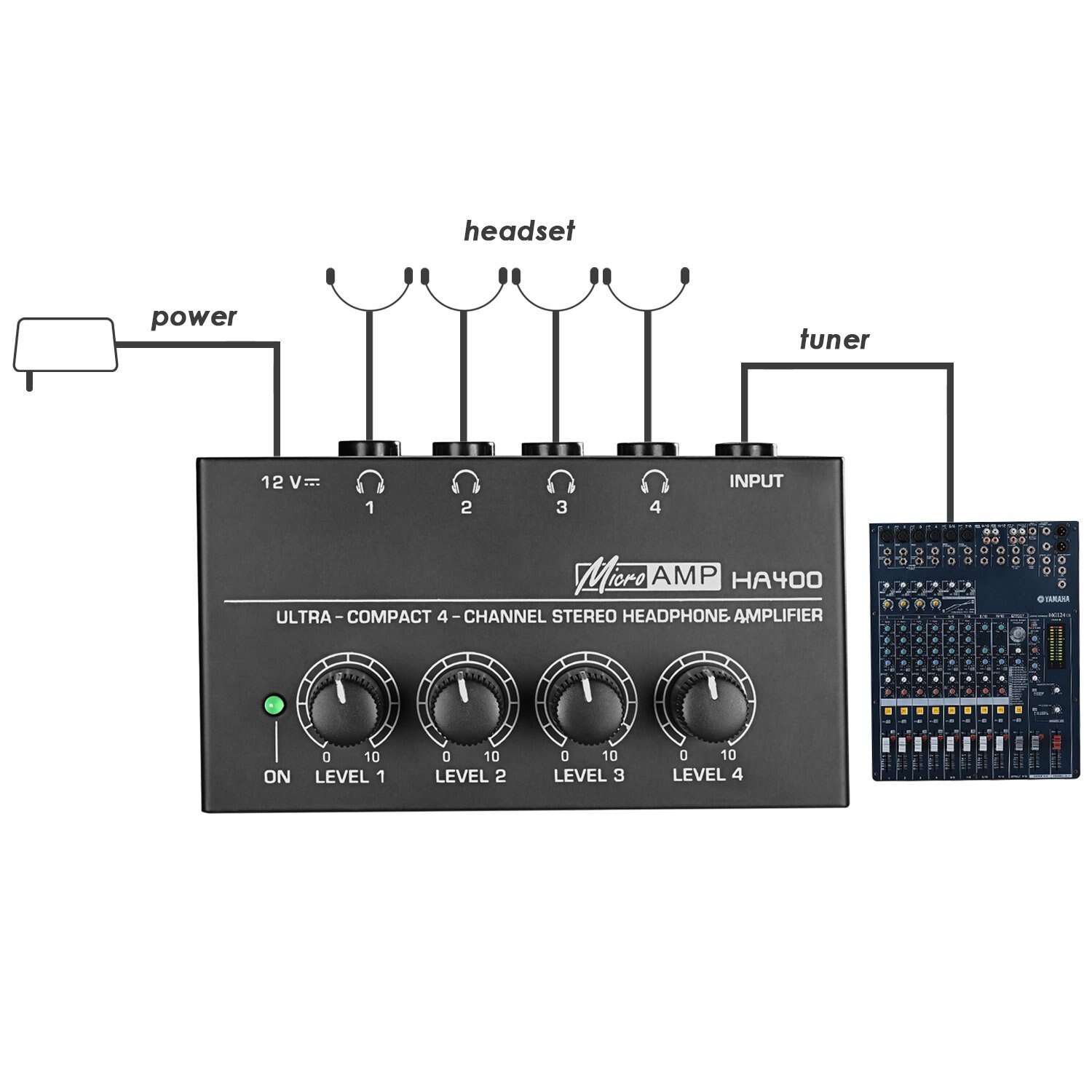 AMPLIFICADOR DE AURICULARES ESTÉREO de 4 canales, interfaz de Audio DAC, amplificador de sonido, auriculares para grabación, EE. UU./UE, HA400