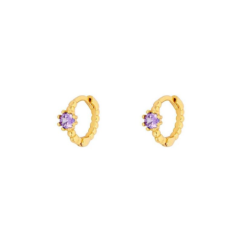 ROXI Bohemia Small Purple Zircon Stone Round Beads Hoop Earrings for Women Wedding Jewelry Earrings 925 Sterling Silver Brincos: gold