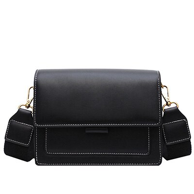 Linkerkant Contrast Kleur Lederen Crossbody Tassen Voor Vrouwen 2022 Reizen Handtas Eenvoudige Schouder Eenvoudige Tas Dames Cross Body Bag: Black