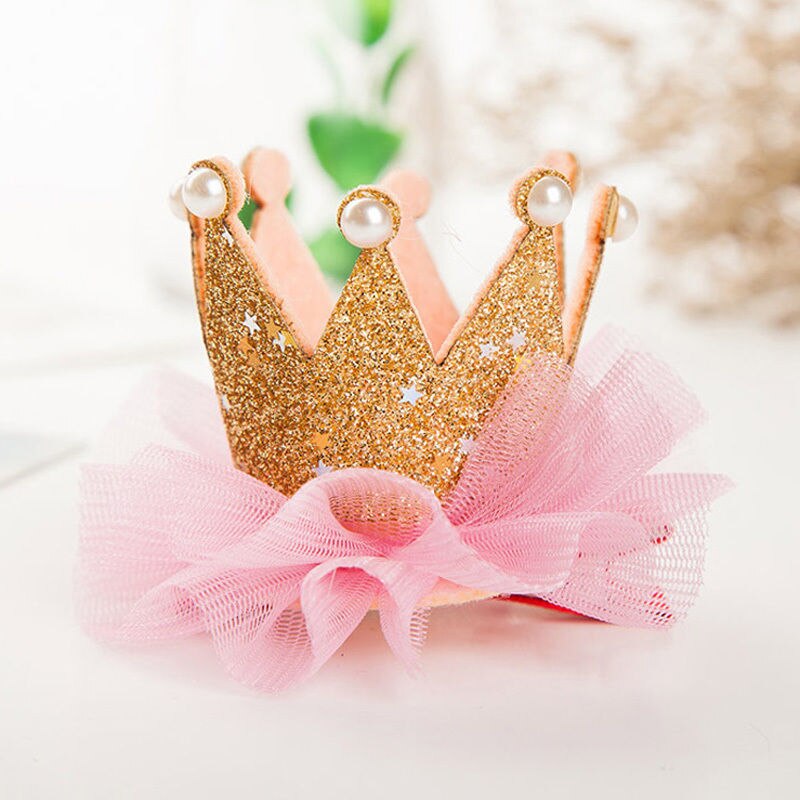 Corona para niña, pinza de pelo Princesa, encaje, perla, estrella brillante, diadema, tocado con pasadores horquillas, accesorios para el cabello