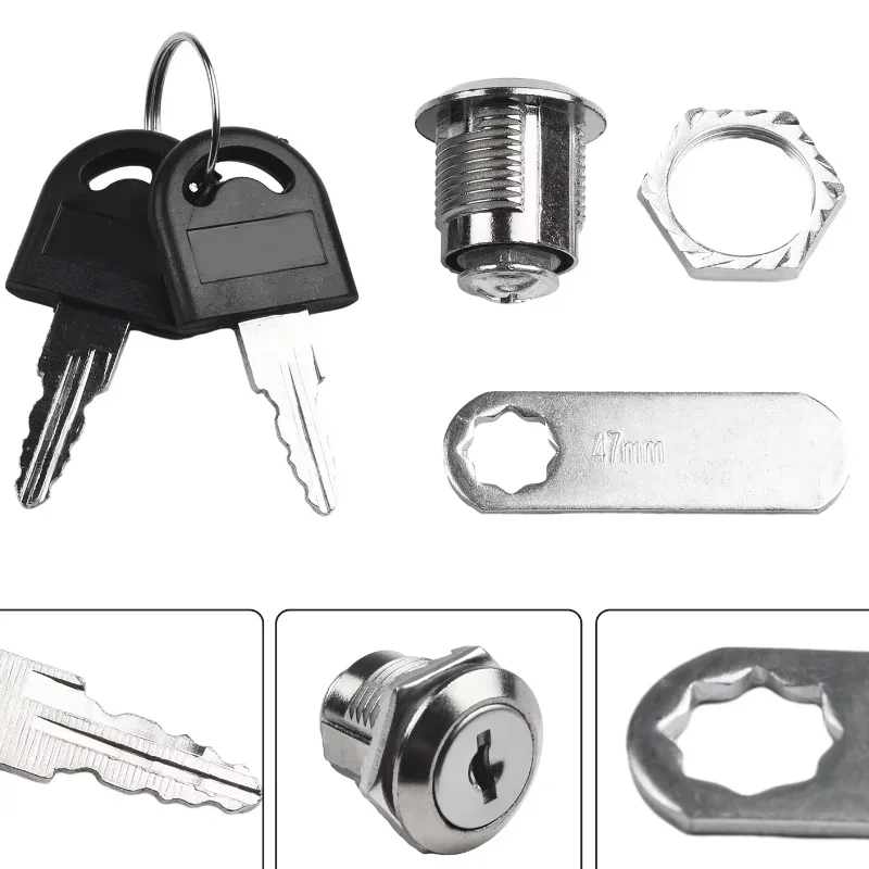 Cam Lock Set Drawer Cabinet Locks Cupboard Locker Furniture Hardware Door Cabinet Lock with 4 Keys and 4 Different Lock Plates