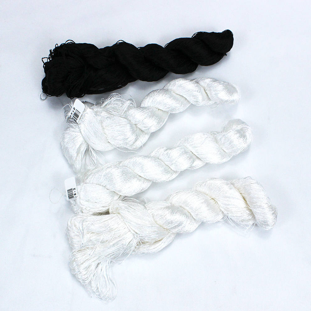 Hilo de seda 100% para bordar a mano, punto de cruz, 400m, negro/Blanco/4 colores puros, 1 unidad