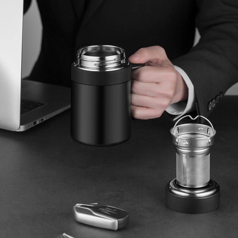 650ML Thermos Coffee Mug With Filter Handle Stainless Steel Insulated Vacuum Tea Cup Home Office LED Temperature Display