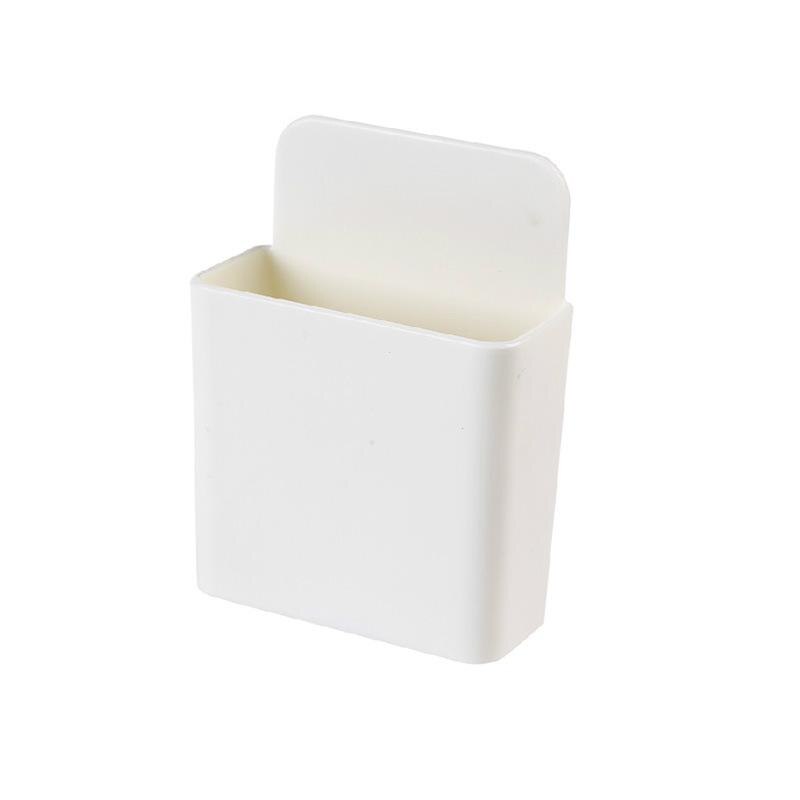 Opbergdoos afstandsbediening airconditioner opbergdoos mobiele telefoon stekker houder standaard container 1 stuk wandgemonteerde organizer: Wit klein